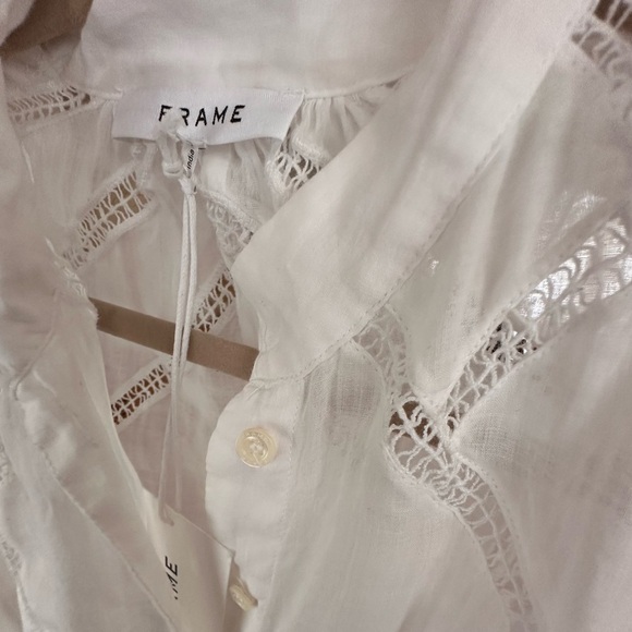 FRAME
Inset Lace Ramie Mini Shirt Dress with Puff Sleeve - Picture 7 of 8